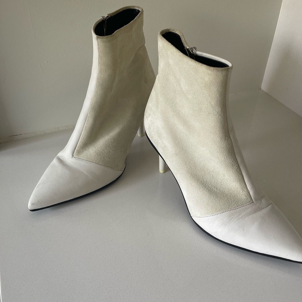 Rag and Bone Beha White Leather and Suede Booties 39.5